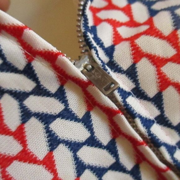 sz 12 True Vtg 60s CRAZY GRANNY POLYESTER STRETCH ZIP CHORE House Dress - Picture 4 of 5